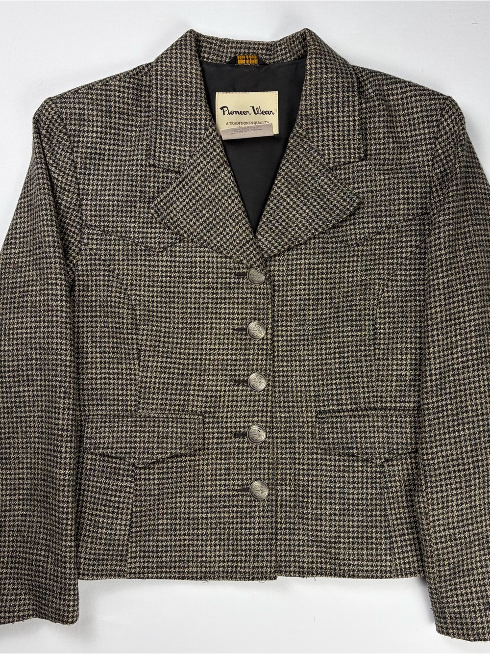 Pioneer Wear Women's Brown Houndstooth Button-Front Blazer